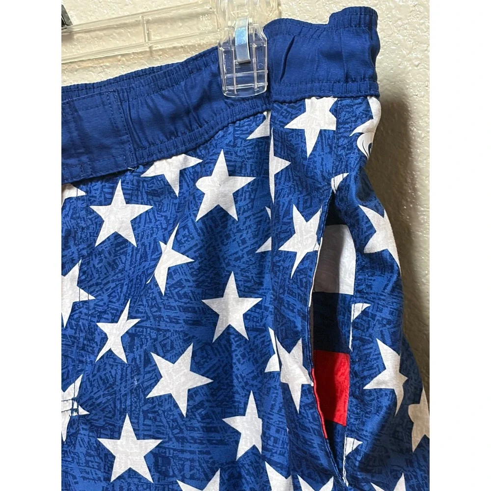 Mens American Flag Swim Trunks Stars and Stripes Patriotic Board Shorts Blue Red